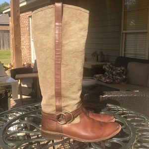 Frye Riding Boots Canvas Shaft Size 9